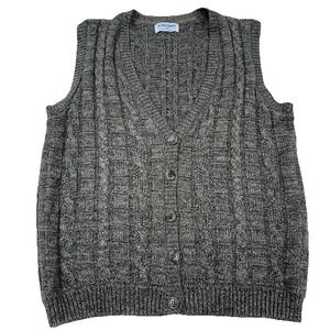 Vintage Alfred Dunner Sweater Vest Women 1X Brown Cardigan Cable Knit USA 90s